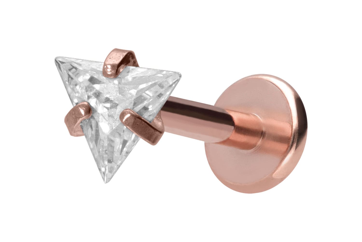 Titan Labret Piercing mit Innengewinde EINGEFASSTES KRISTALLDREIECK